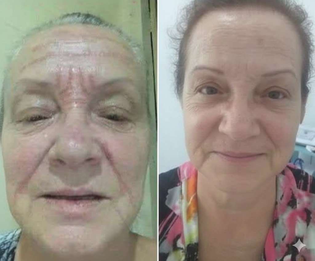 Antes e depois de Tratamento Facial